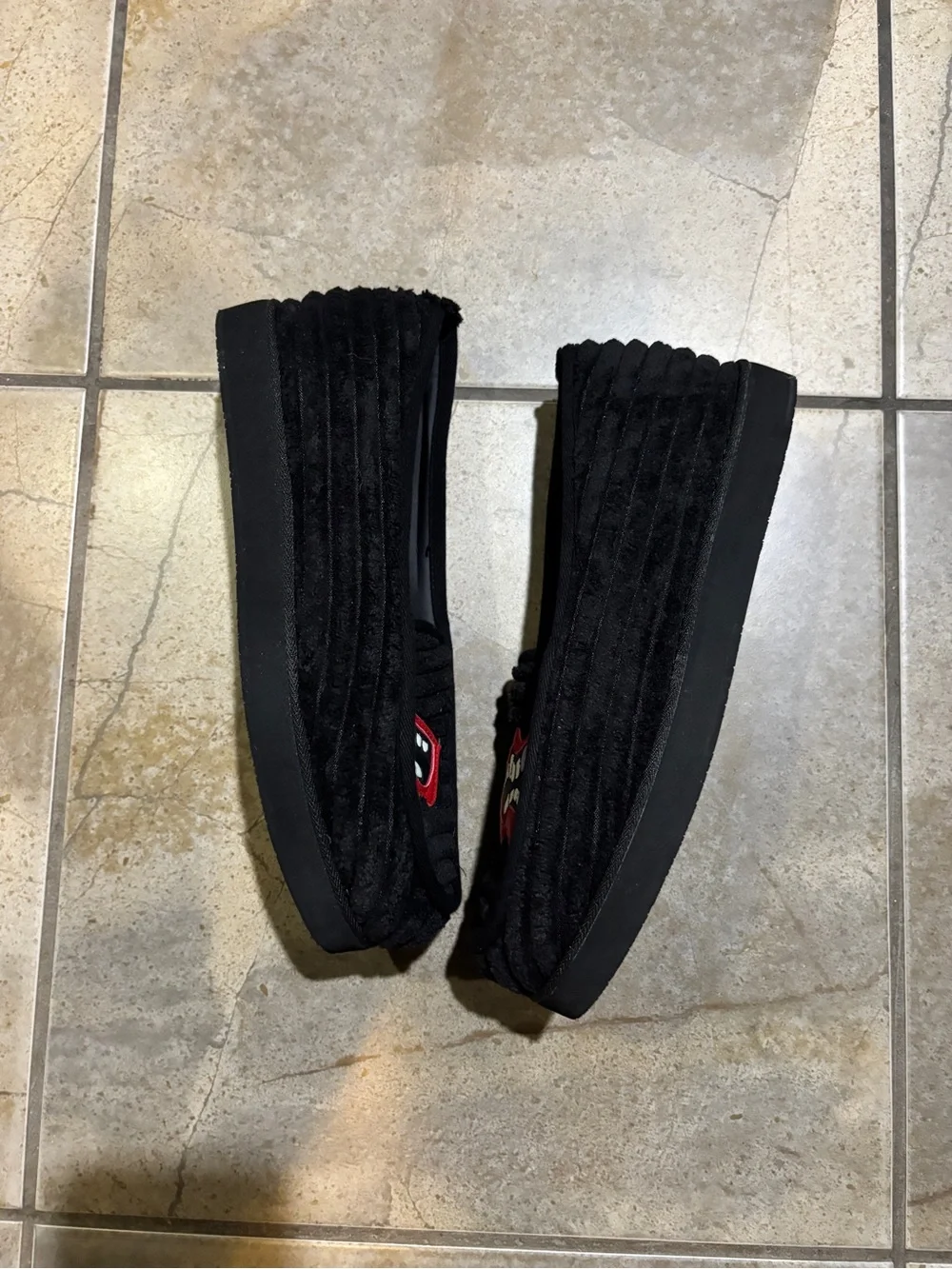 Chrome Hearts Chomper Black Velvet Slip-On Loafers / Slippers